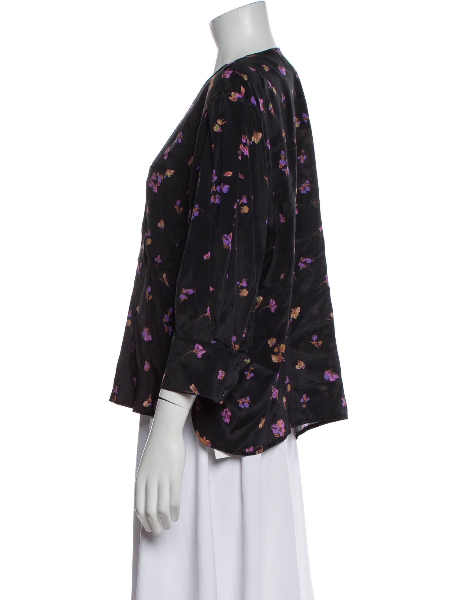 No. 6 Store Floral Print V-Neck Blouse