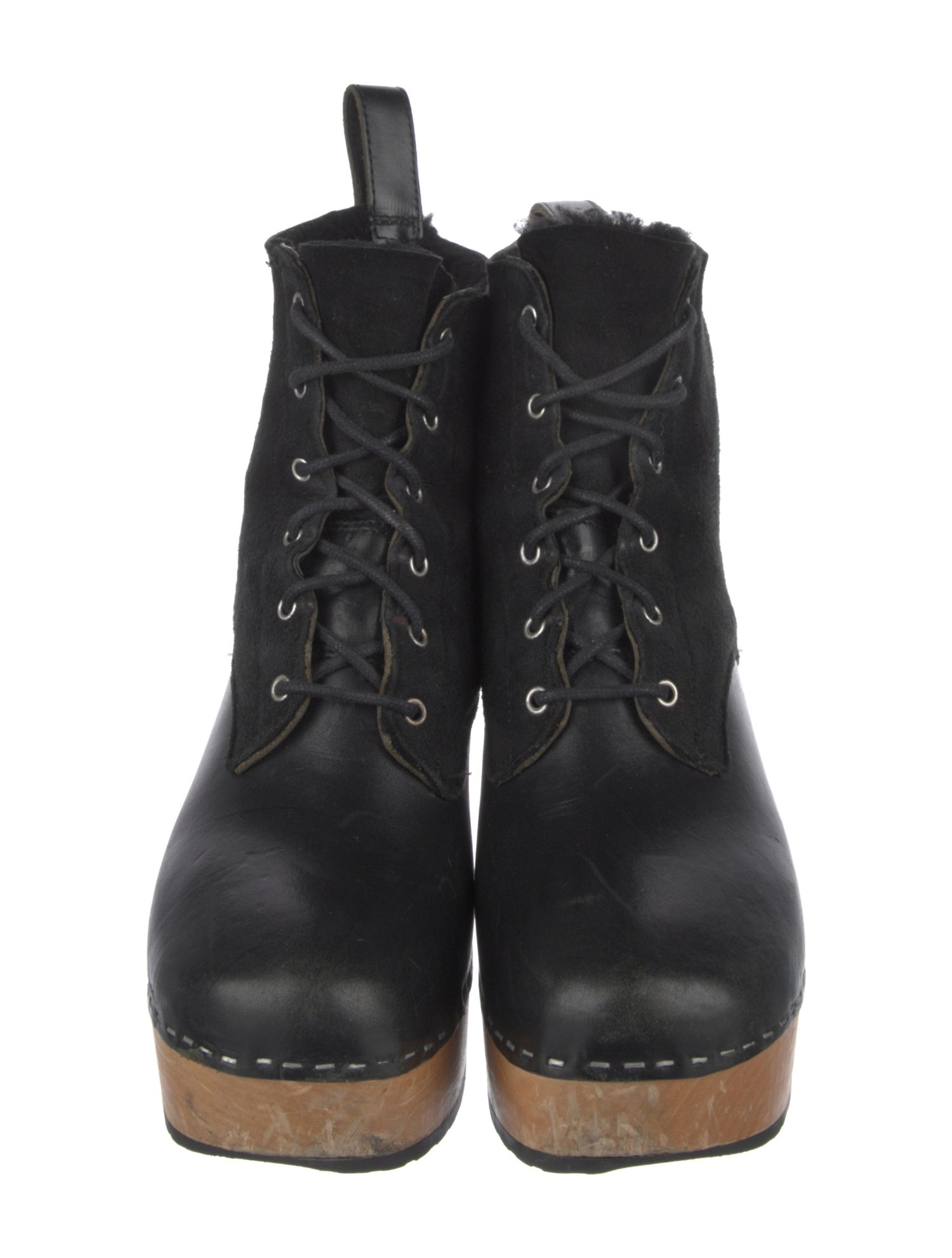 Swedish Hasbeens Leather Lace-Up Boots