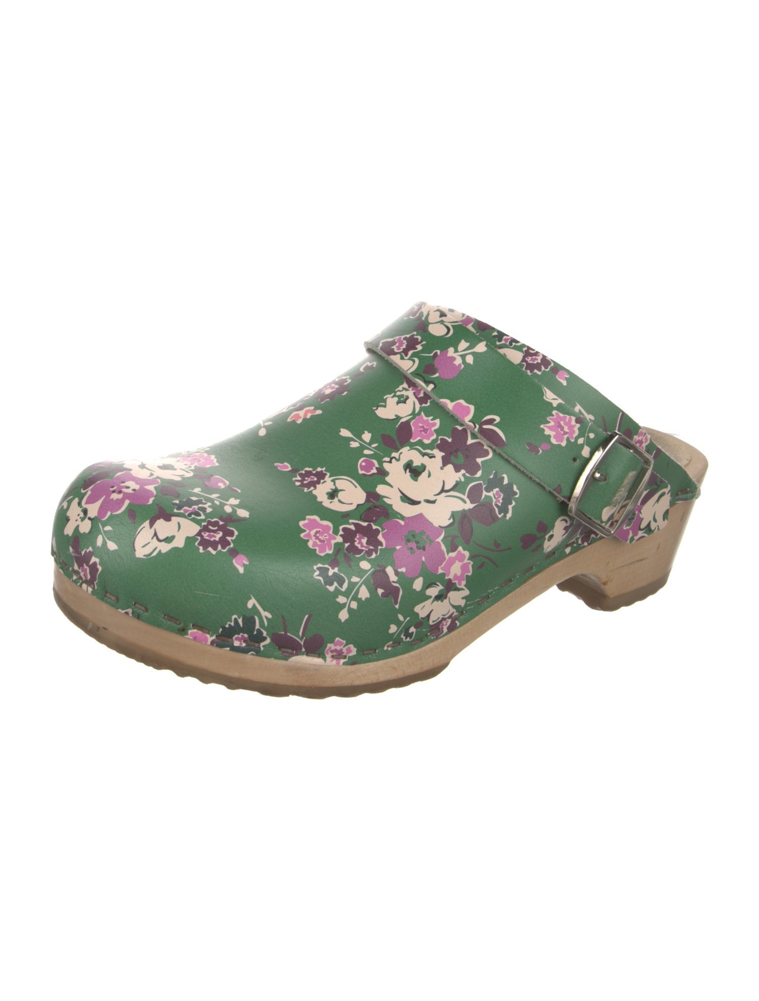 No. 6 Store Leather Floral Print Mules