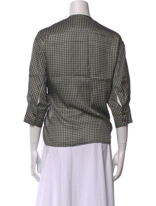 No. 6 Store Plaid Print V-Neck Button-Up Top