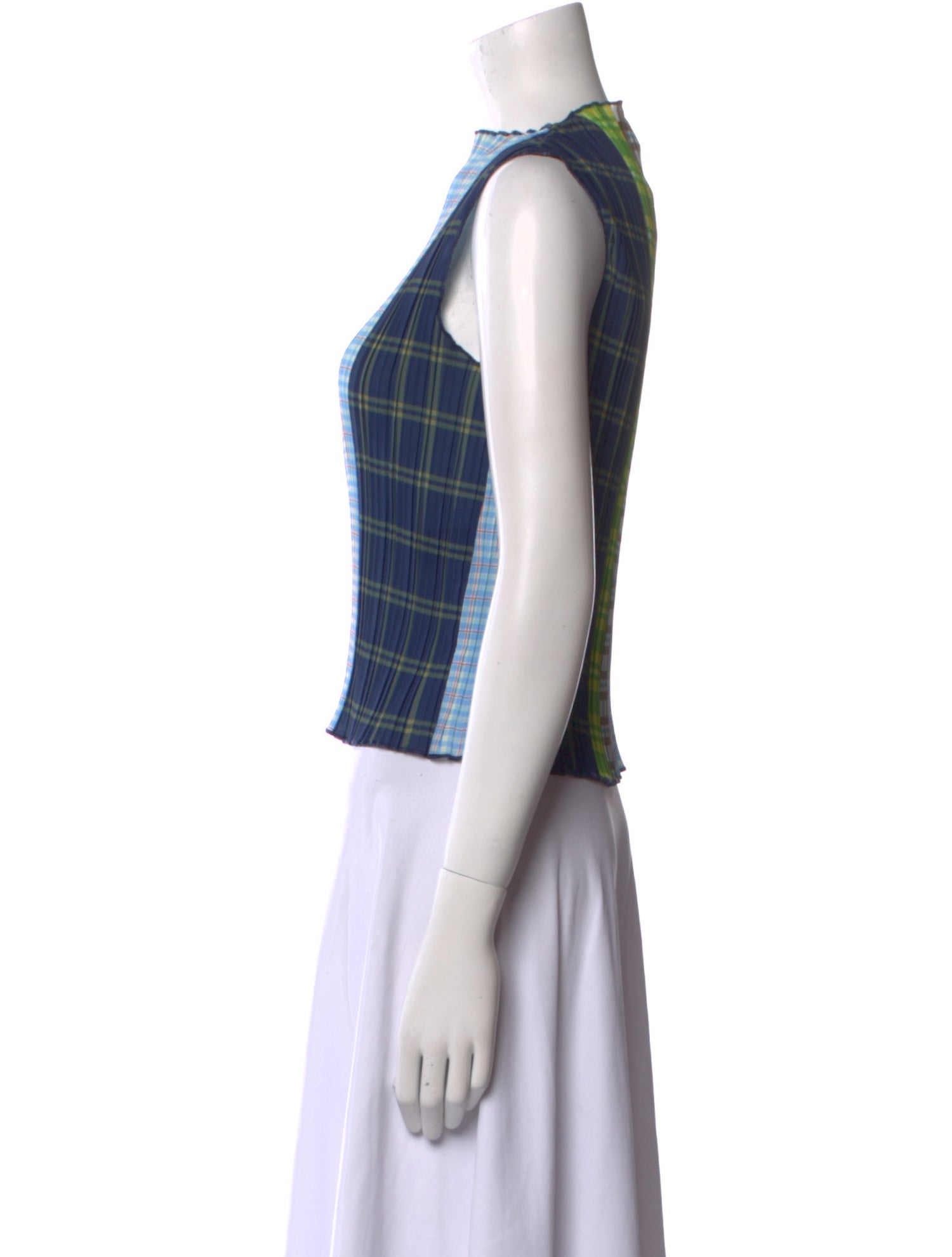 No. 6 Store Plaid Print Bateau Neckline Crop Top