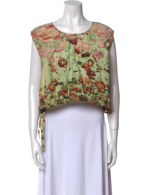 No. 6 Store Silk Floral Print Crop Top