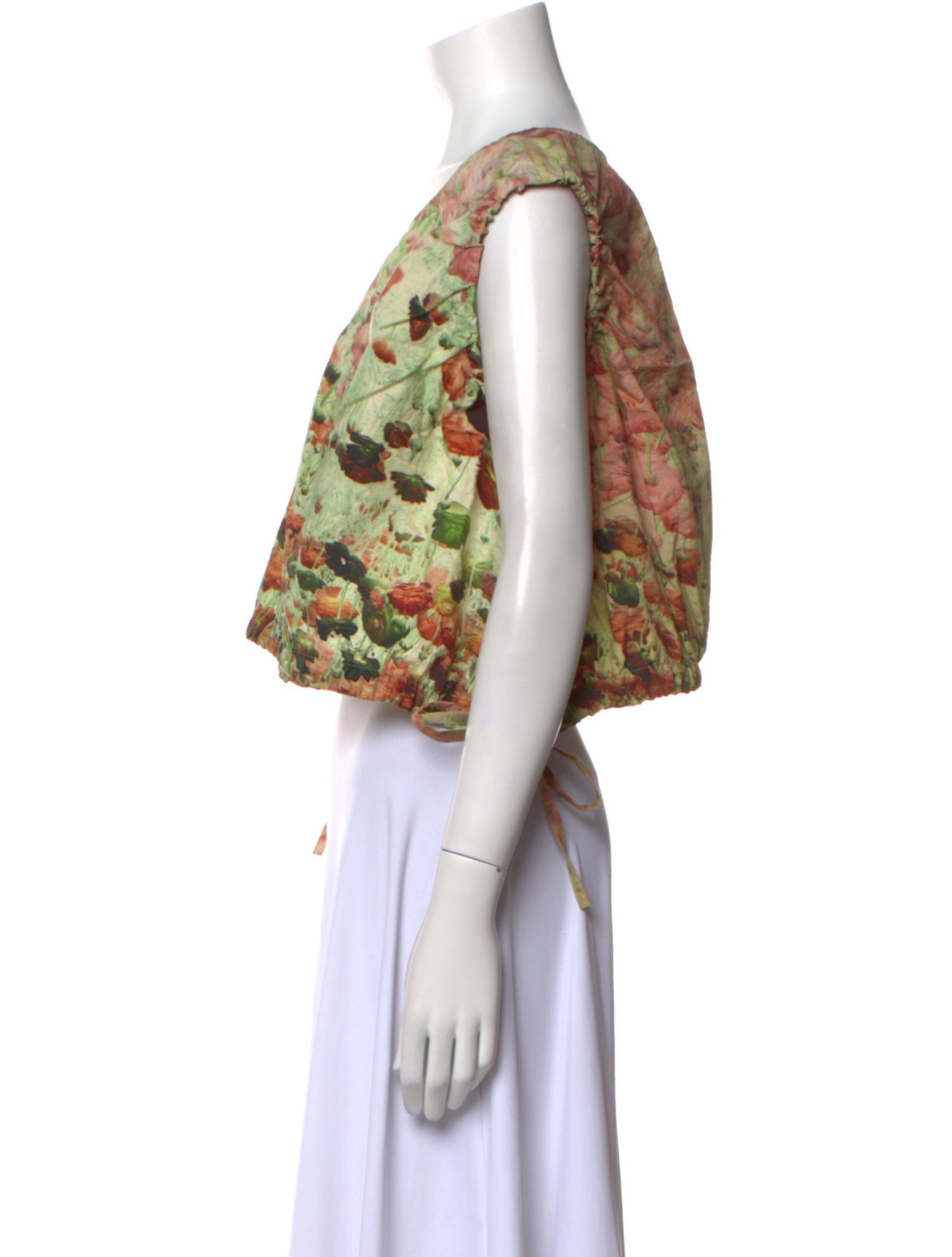 No. 6 Store Silk Floral Print Crop Top