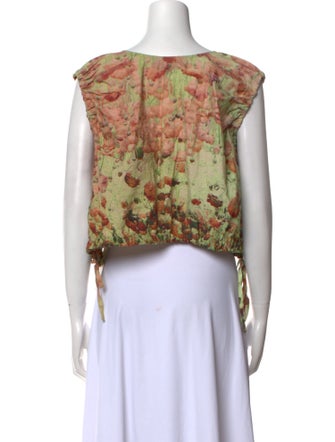 No. 6 Store Silk Floral Print Crop Top