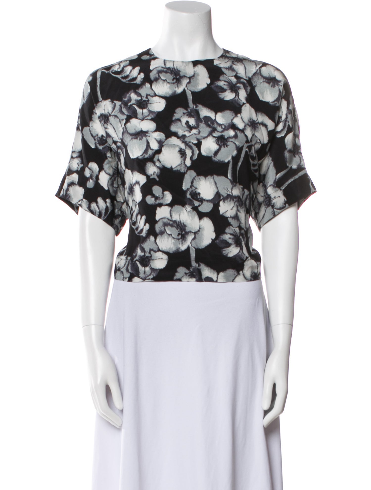 No. 6 Store Silk Floral Print Crop Top