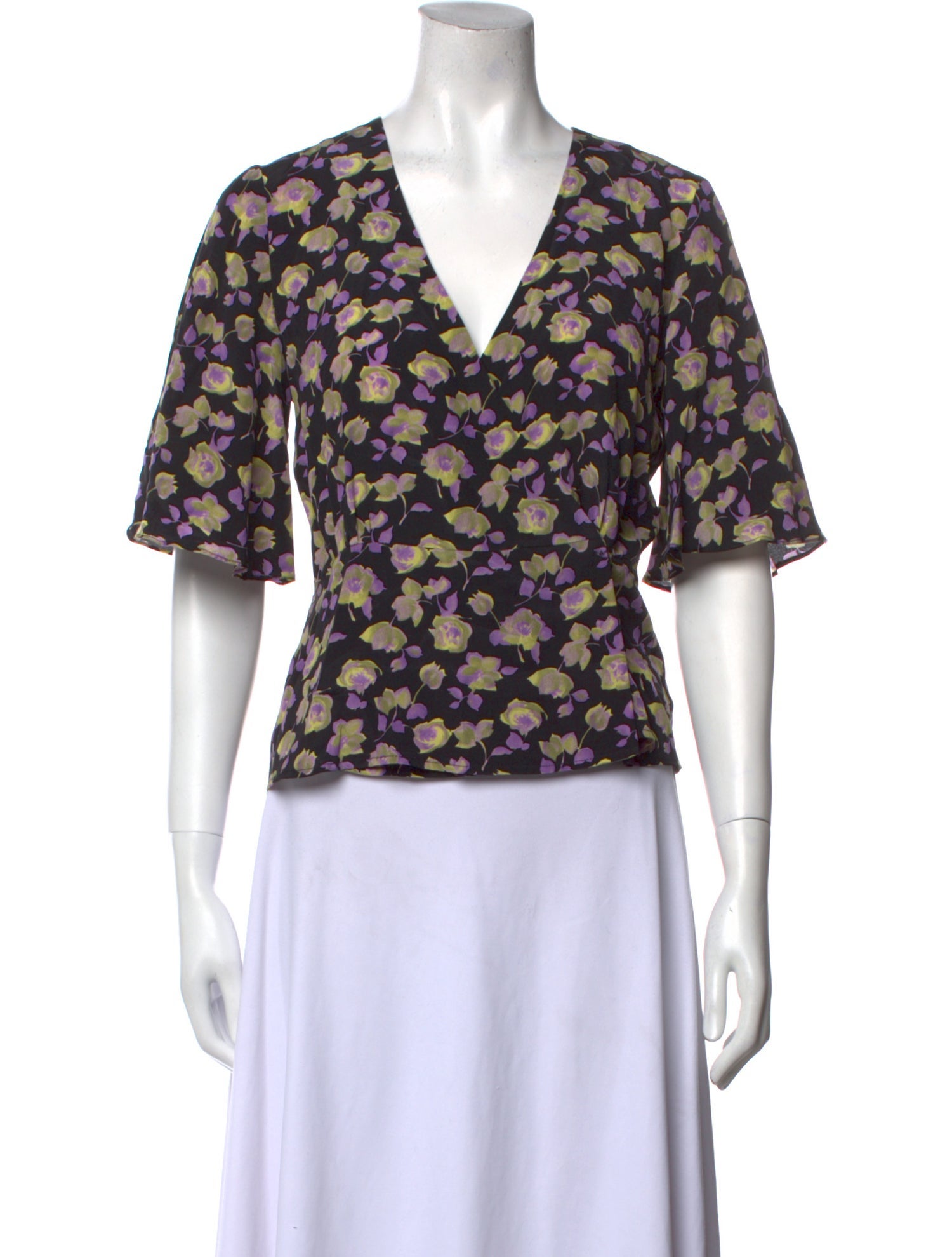 No. 6 Store Floral Print V-Neck Crop Top