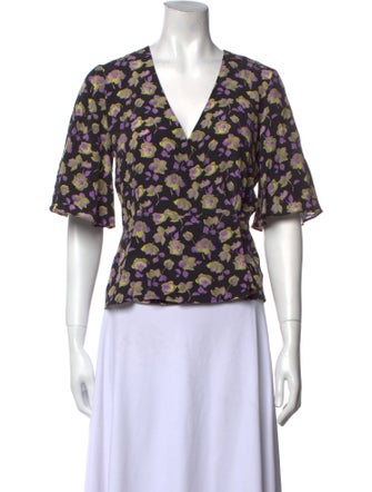 No. 6 Store Floral Print V-Neck Crop Top