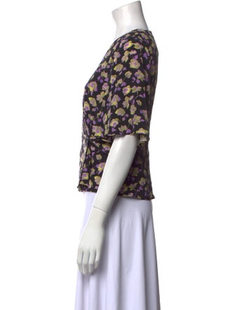 No. 6 Store Floral Print V-Neck Crop Top