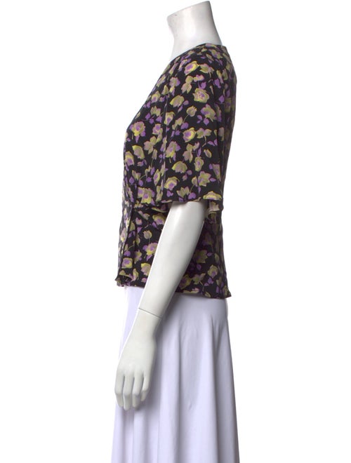 No. 6 Store Floral Print V-Neck Crop Top