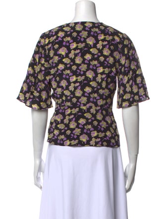 No. 6 Store Floral Print V-Neck Crop Top