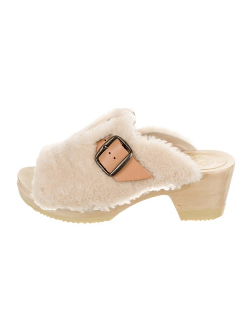 No. 6 Store Shearling Leather Trim Embellishment Slides