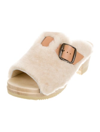 No. 6 Store Shearling Leather Trim Embellishment Slides
