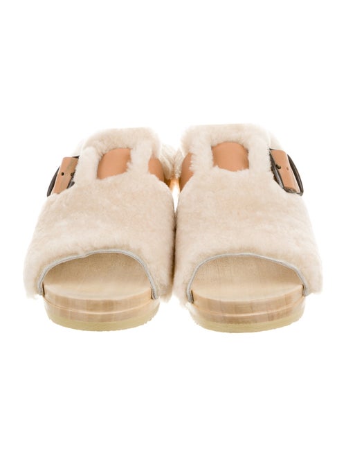 No. 6 Store Shearling Leather Trim Embellishment Slides