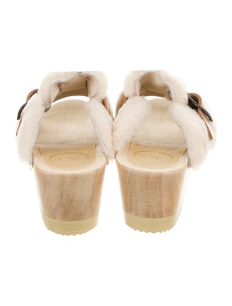 No. 6 Store Shearling Leather Trim Embellishment Slides