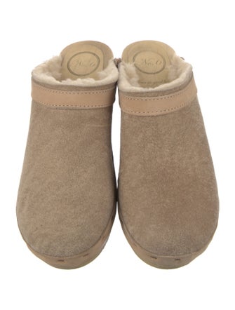 No. 6 Store Suede Fur Trim Mules