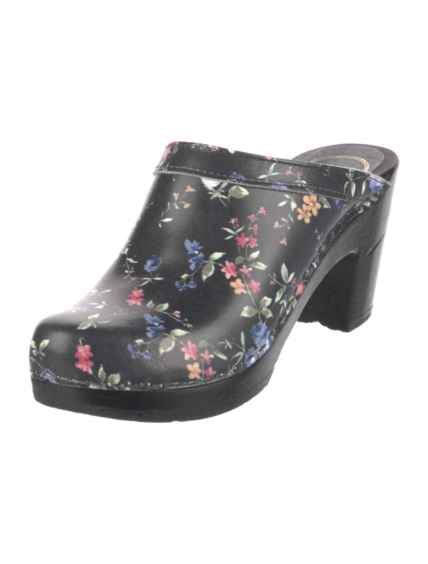 No. 6 Store Leather Floral Print Mules