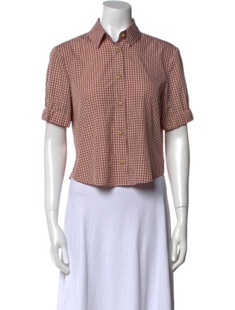 No. 6 Store Plaid Print Short Sleeve Crop Top