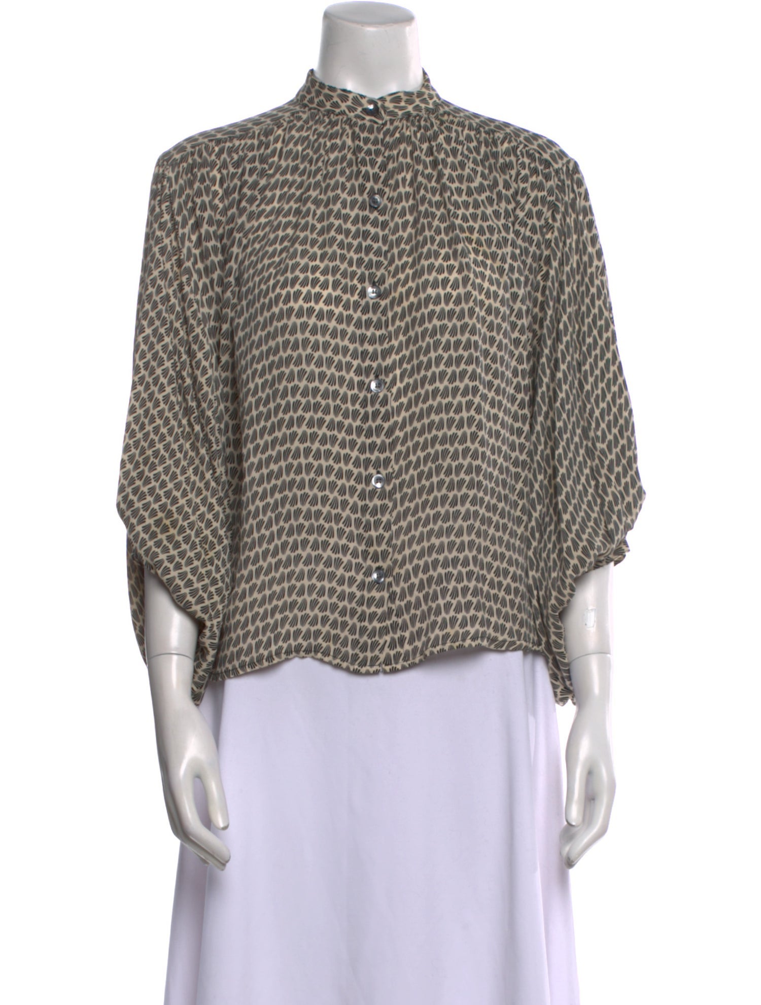 No. 6 Store Printed Mock Neck Blouse