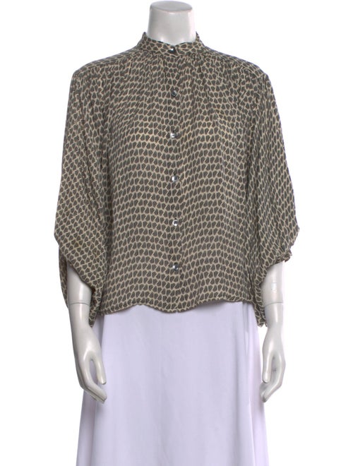 No. 6 Store Printed Mock Neck Blouse