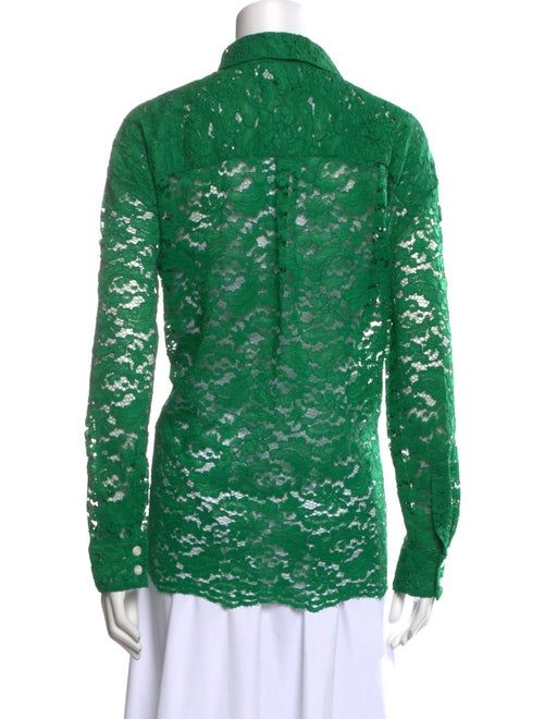 No. 6 Store Nylon Lace Pattern Button-Up Top