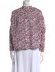 No. 6 Store Floral Print Mock Neck Blouse
