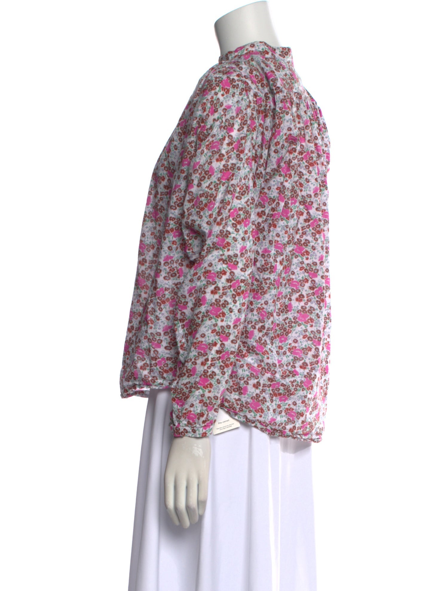 No. 6 Store Floral Print Mock Neck Blouse