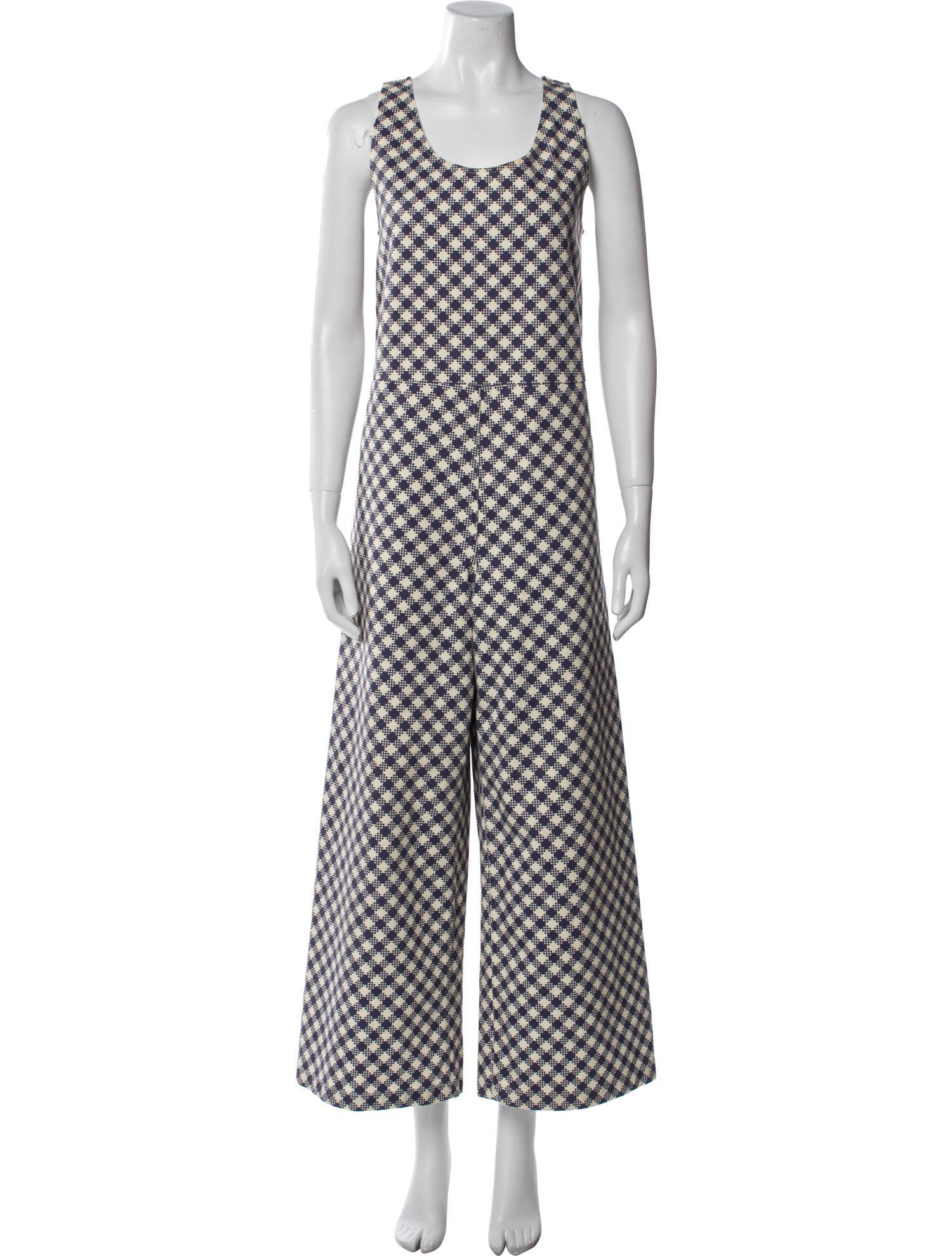 No. 6 Store Plaid Print Scoop Neck Jumpsuit