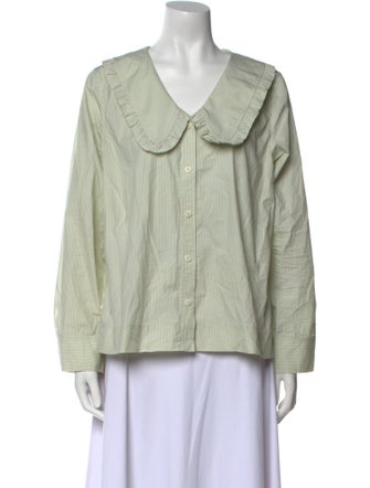 No. 6 Store V-Neck Long Sleeve Button-Up Top