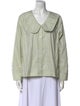 No. 6 Store V-Neck Long Sleeve Button-Up Top