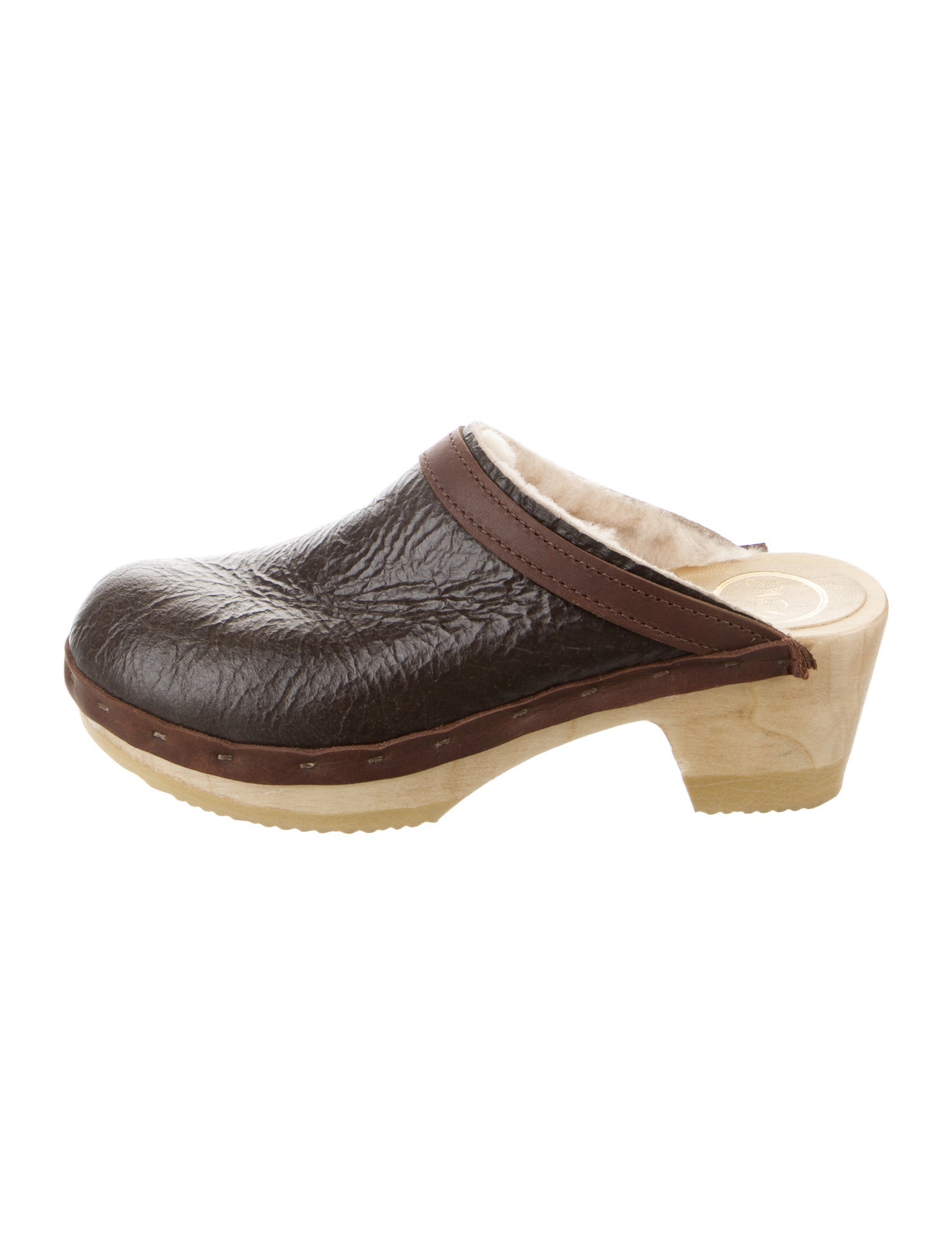 No. 6 Store Leather Fur Trim Mules
