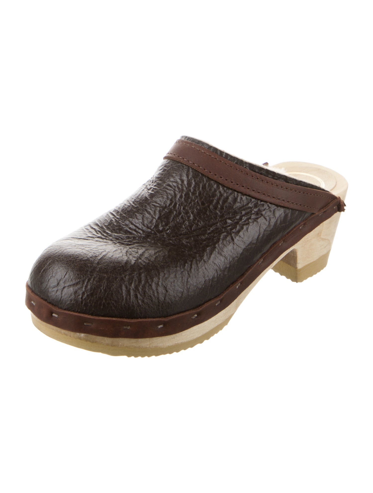 No. 6 Store Leather Fur Trim Mules