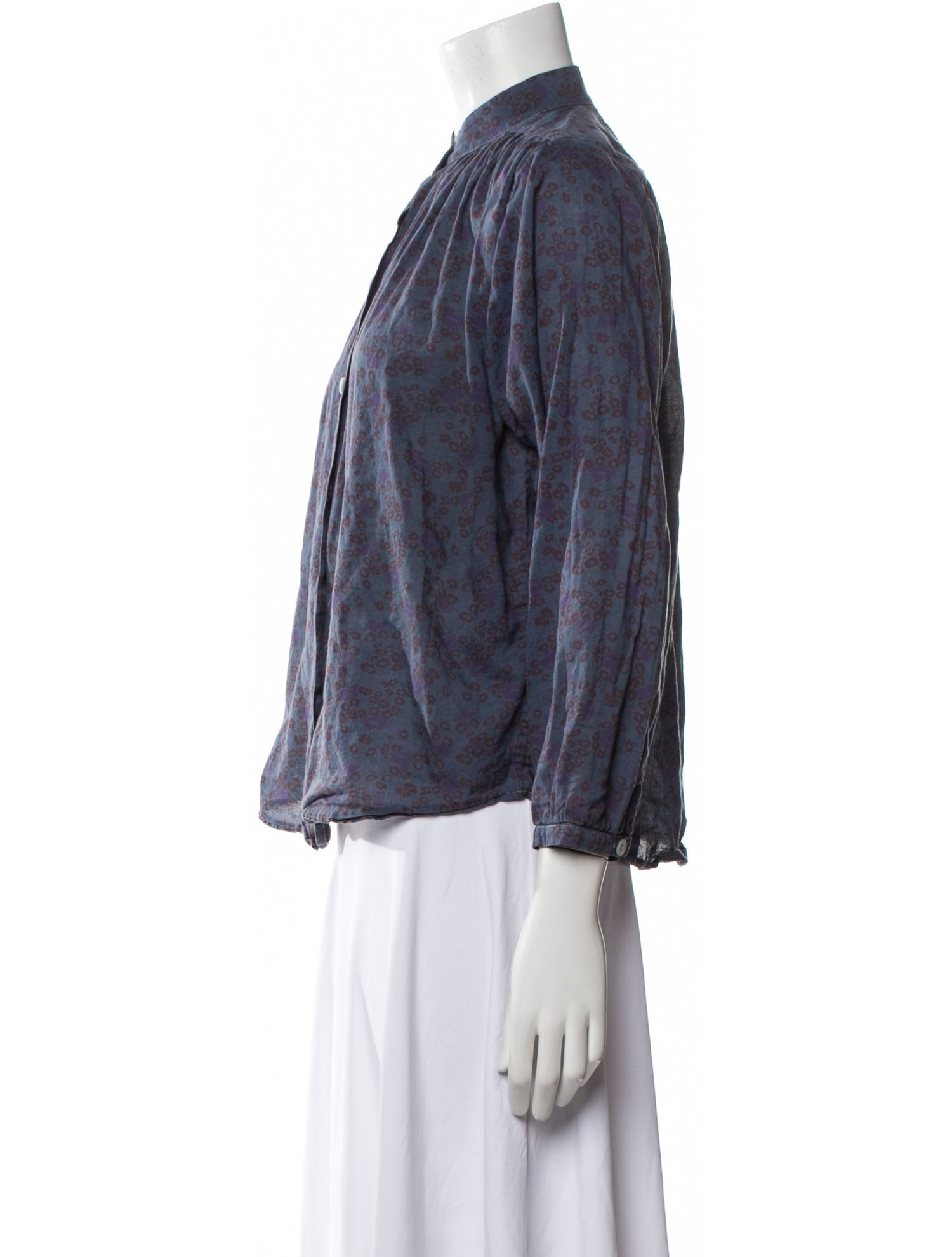 No. 6 Store Printed Mock Neck Button-Up Top