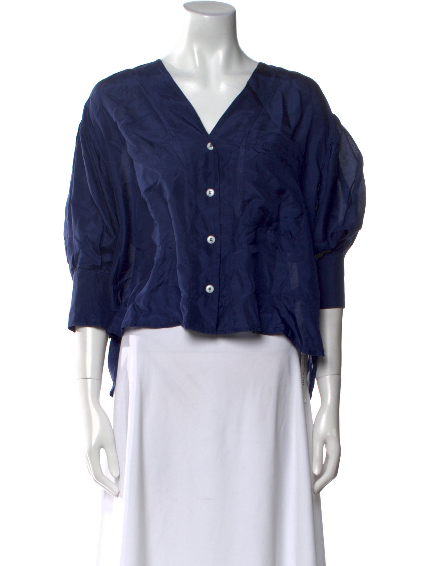 No. 6 Store V-Neck Three-Quarter Sleeve Crop Top