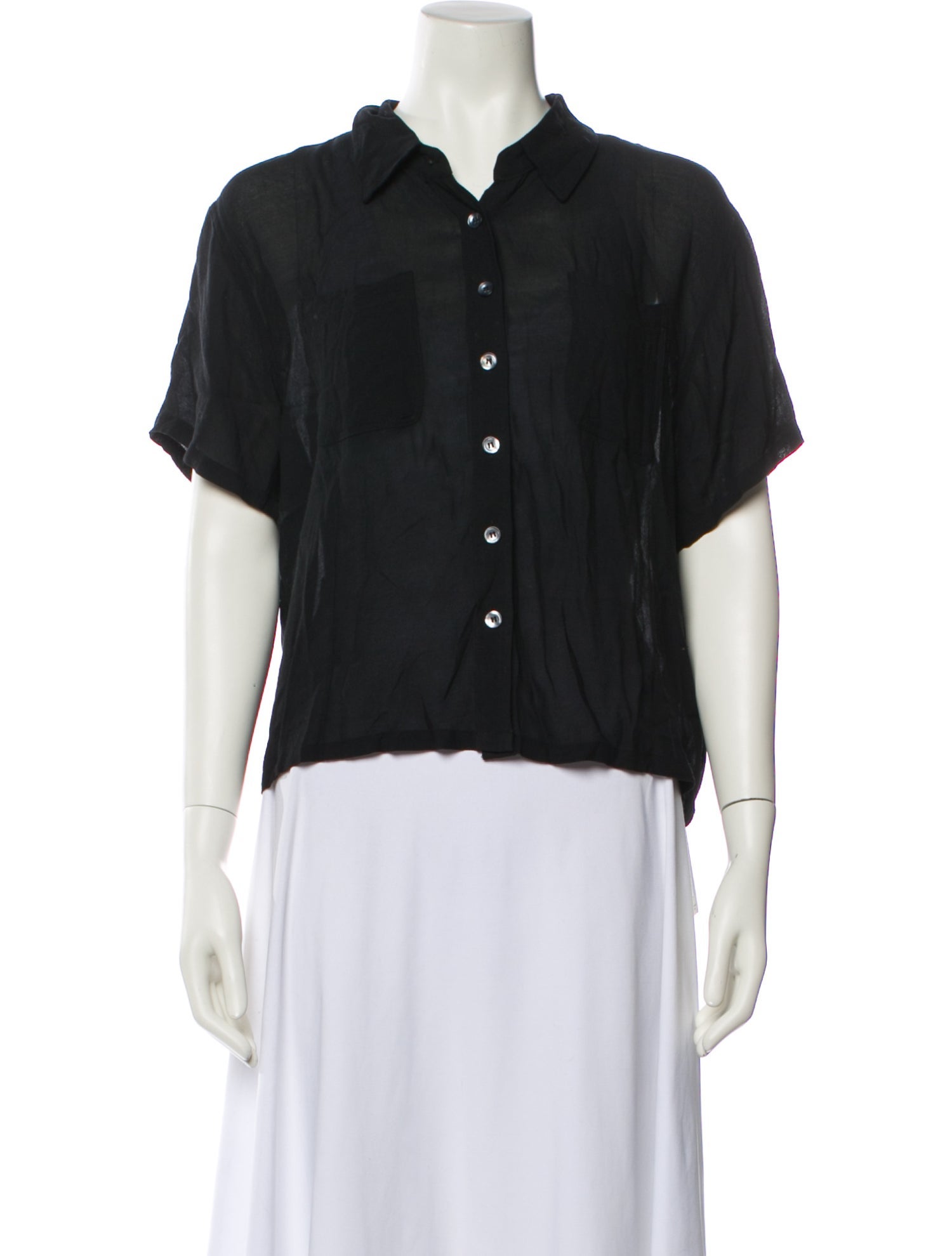 No. 6 Store Silk Short Sleeve Button-Up Top