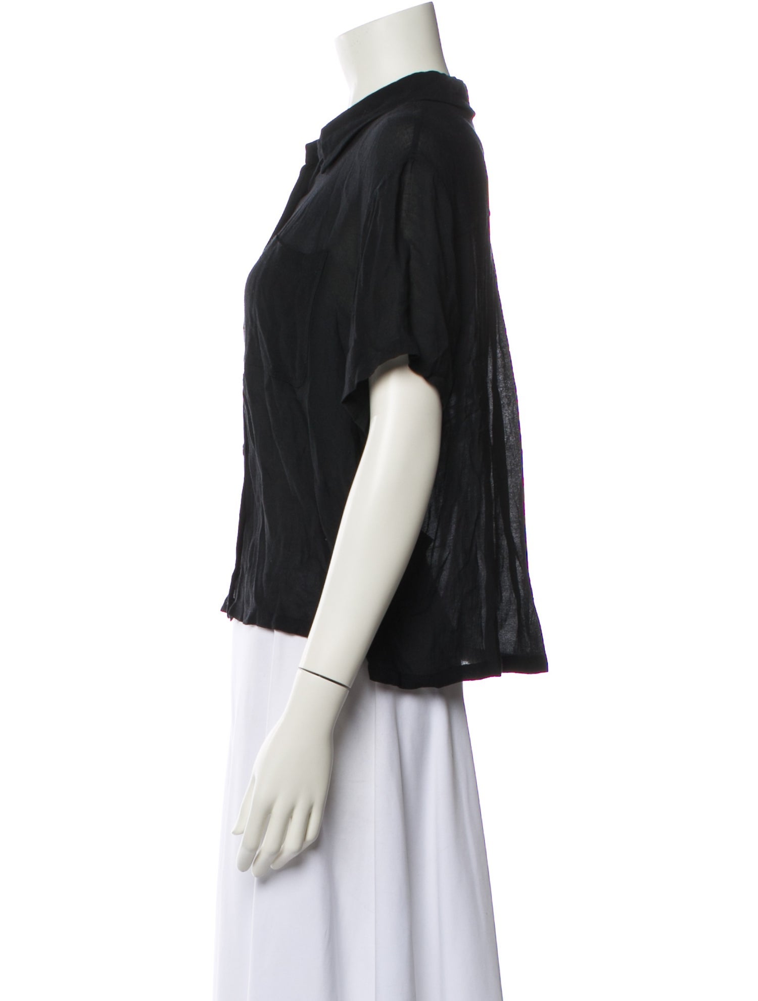 No. 6 Store Silk Short Sleeve Button-Up Top