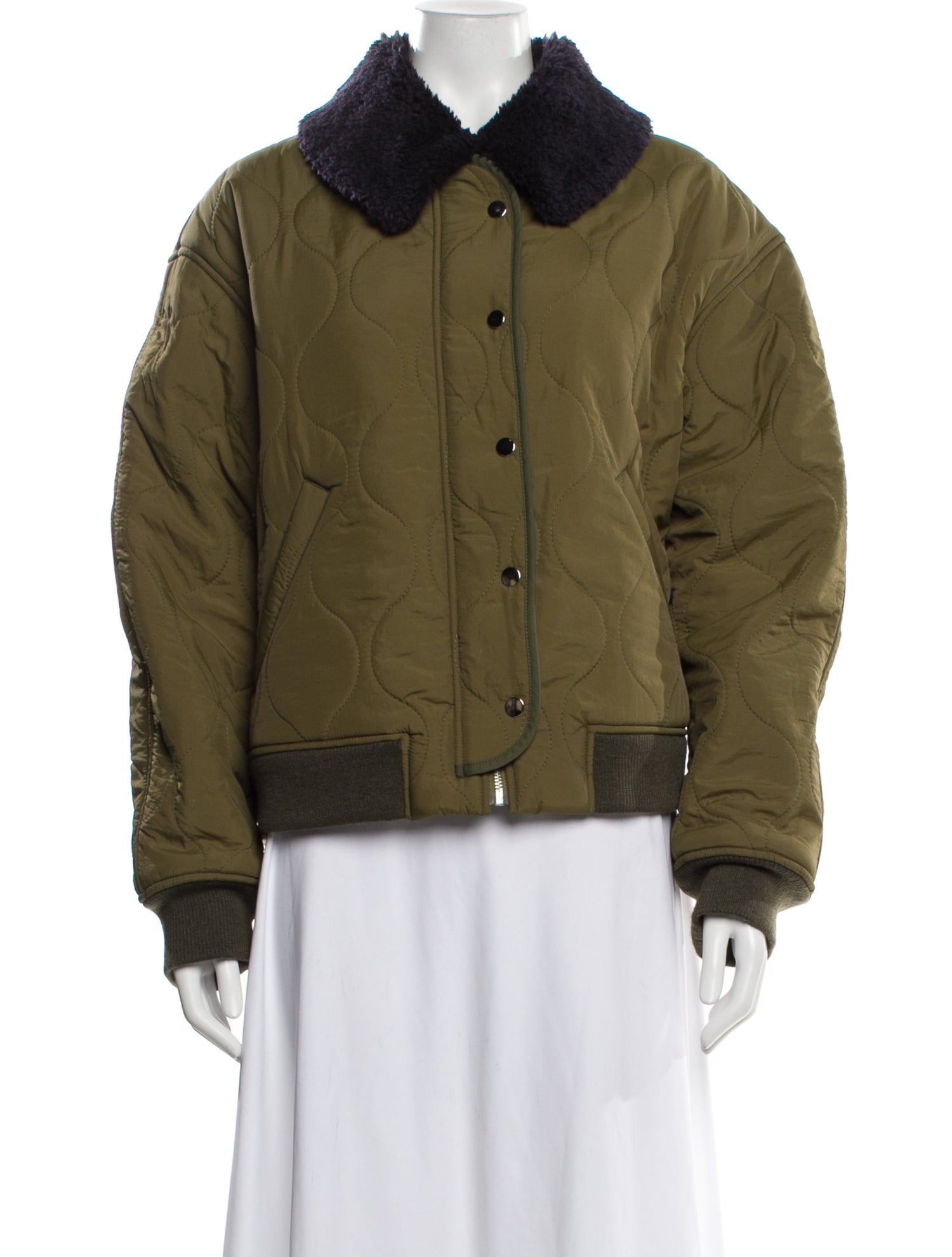 No. 6 Store Nylon Colorblock Pattern Bomber Jacket