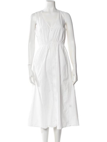 Pre-owned No. 6 Store V-neck Midi Length Dress In White
