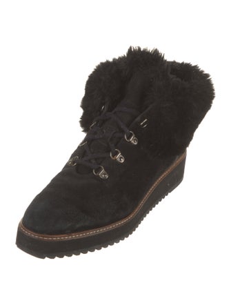 Castañer Suede Faux Fur Trim Lace-Up Boots