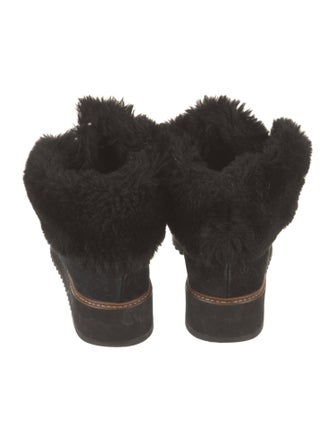 Castañer Suede Faux Fur Trim Lace-Up Boots