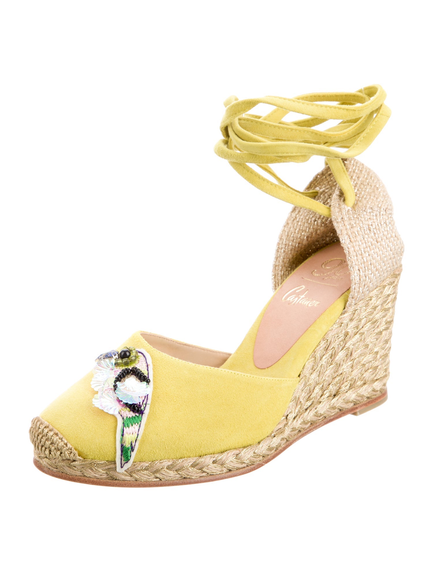 Castañer Suede Colorblock Pattern D'Orsay Pumps