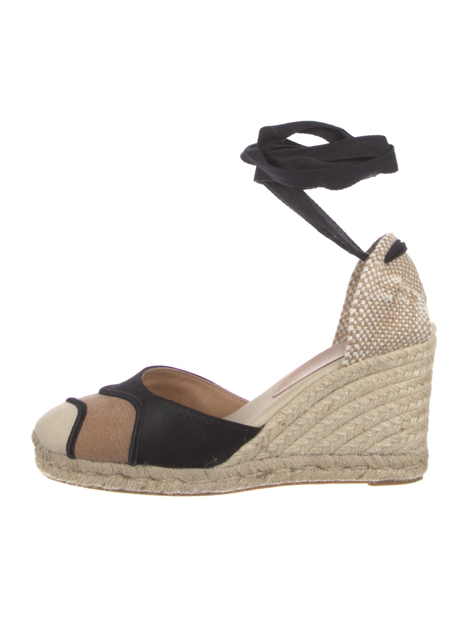 Castañer Canvas Colorblock Pattern D'Orsay Pumps