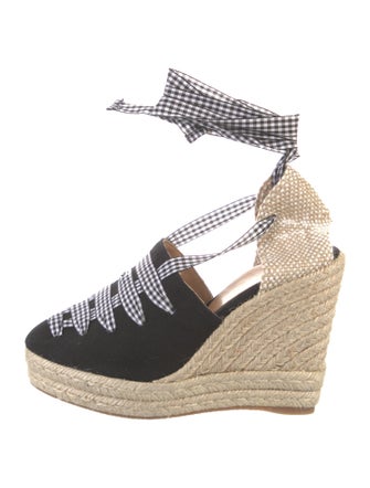 Castañer Canvas Plaid Print Slingback Pumps