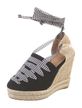 Castañer Canvas Plaid Print Slingback Pumps