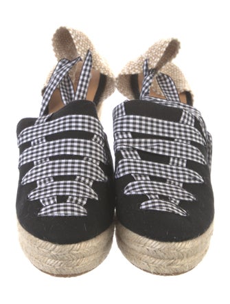 Castañer Canvas Plaid Print Slingback Pumps