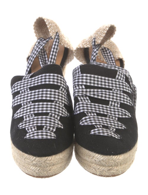 Castañer Canvas Plaid Print Slingback Pumps