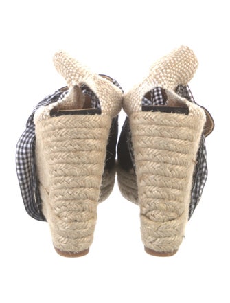 Castañer Canvas Plaid Print Slingback Pumps