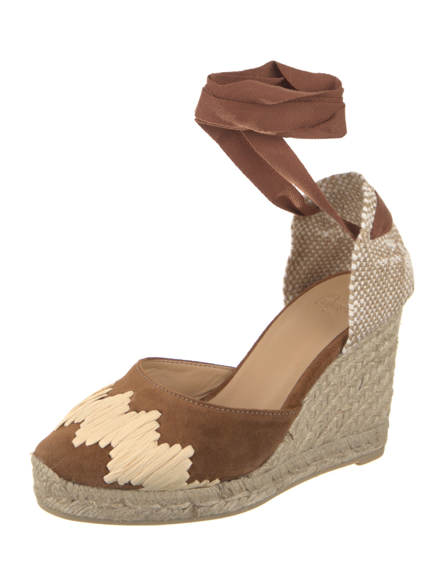 Castañer Suede Colorblock Pattern D'Orsay Pumps