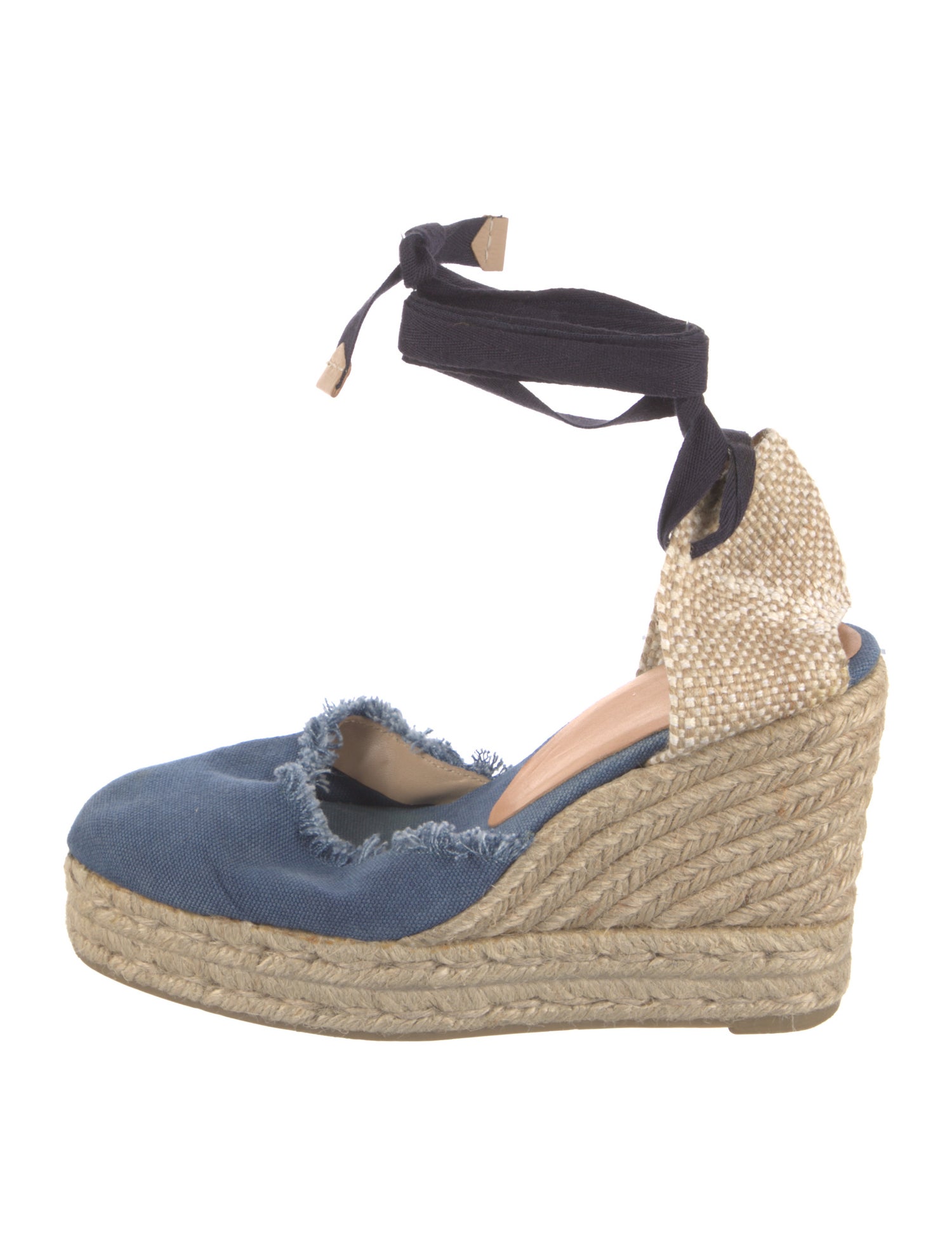 Castañer Denim Colorblock Pattern D'Orsay Pumps