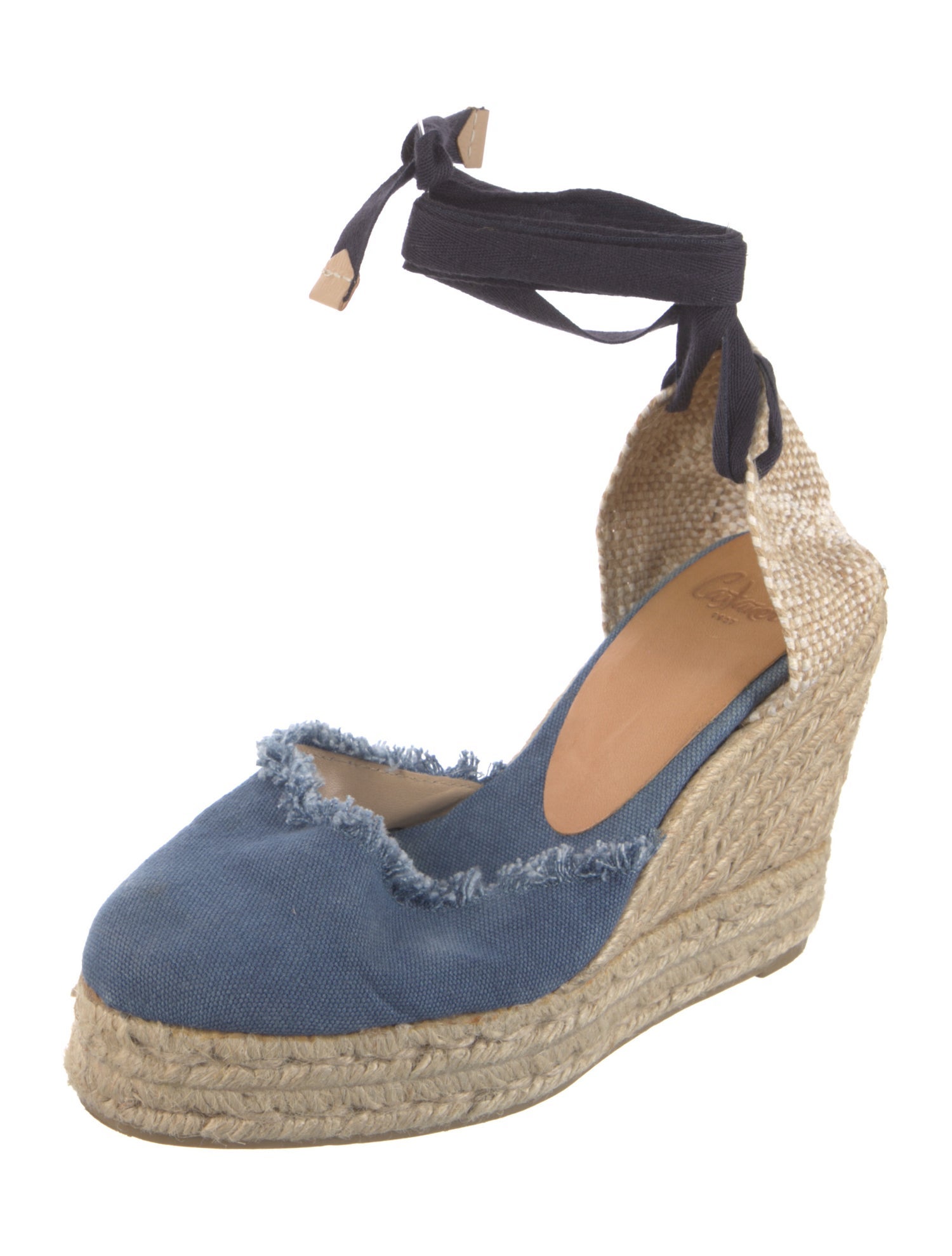 Castañer Denim Colorblock Pattern D'Orsay Pumps