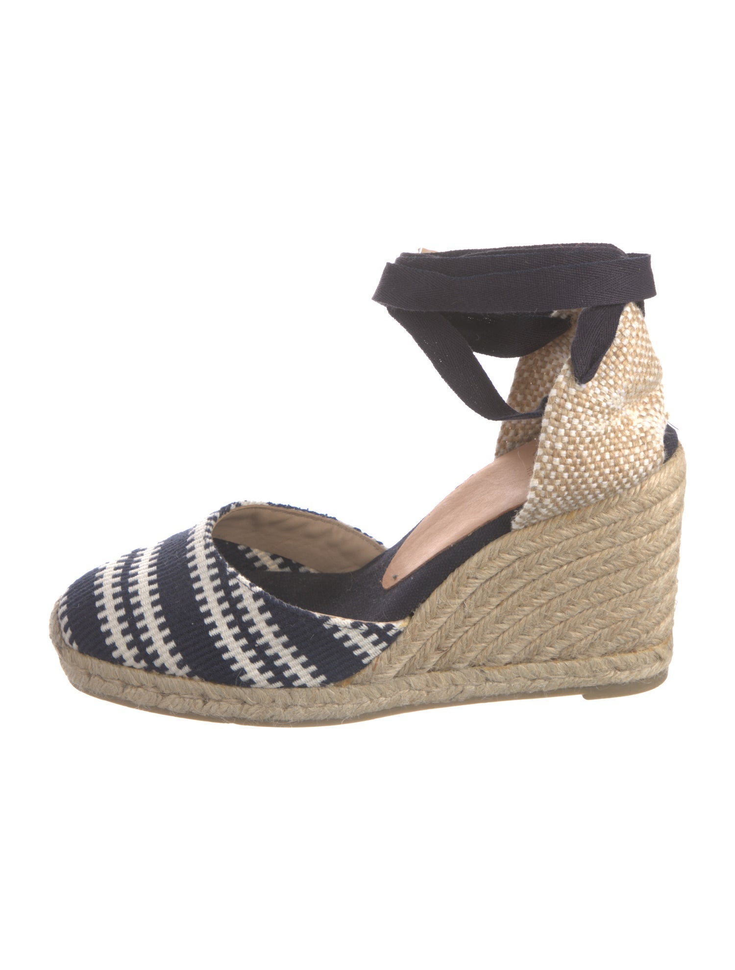 Castañer Canvas Striped D'Orsay Pumps